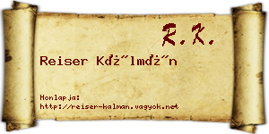 Reiser Kálmán névjegykártya